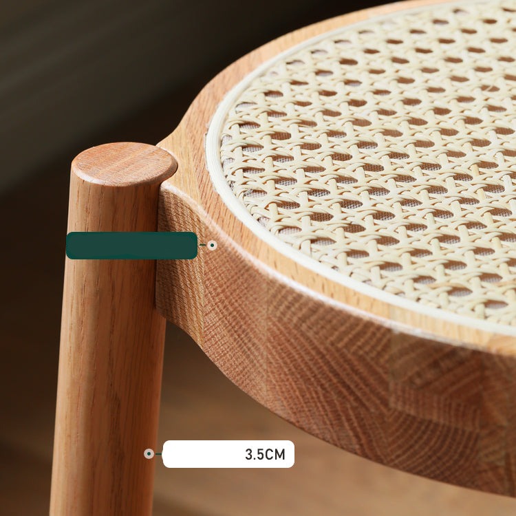 Stool Rattan Oak Solid Wood Can Be Stacked