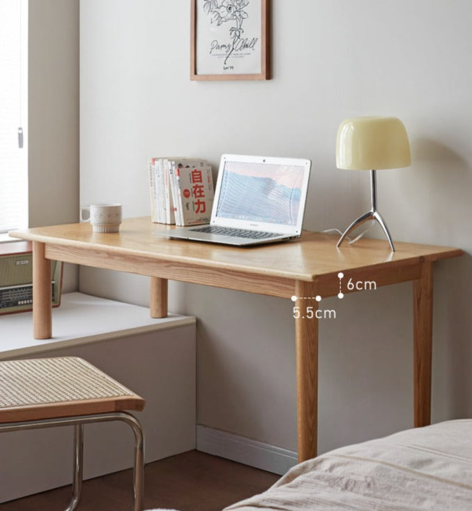 Oak Solid Wood Office Desk, Bay Window Desk