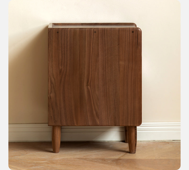 Black Walnut, Calpa Solid Wood Ultra-Narrow Nightstand.