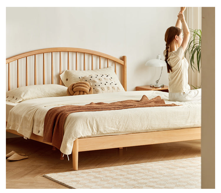 European Beech, Poplar Solid Wood Bed
