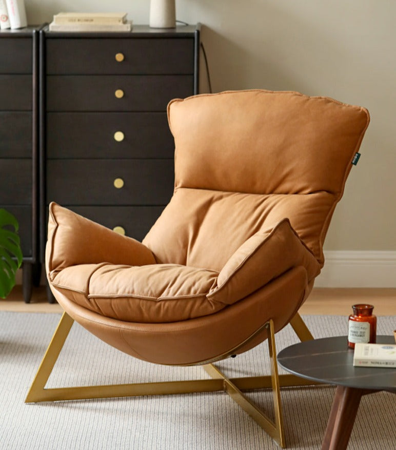 Leather Technology Cloth Lounge Eggshell Armchair