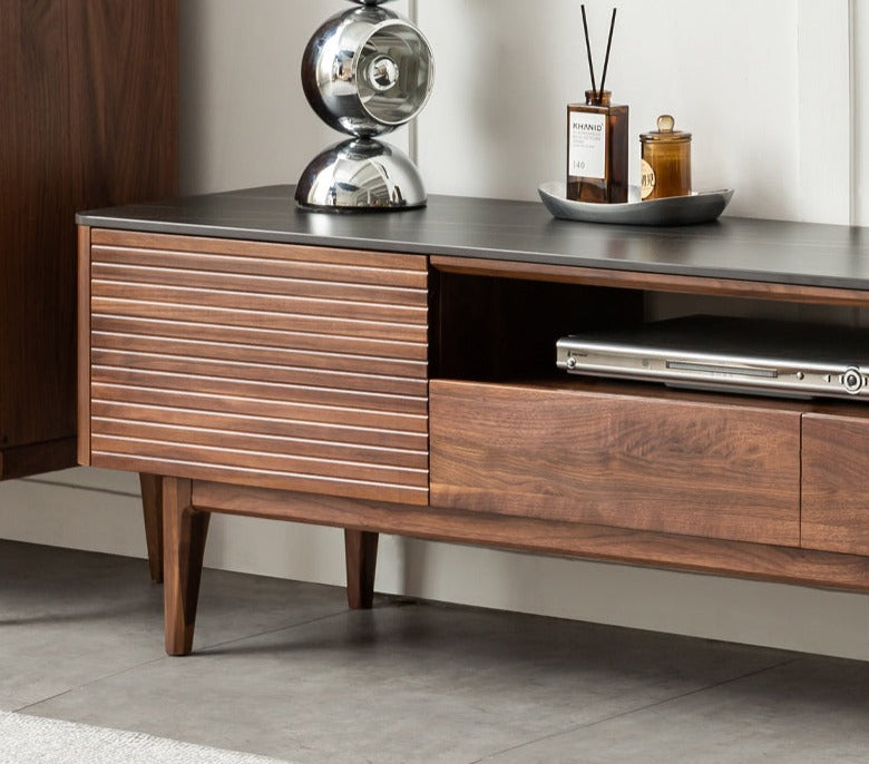 Black Walnut Solid Wood Slate TV Stand.