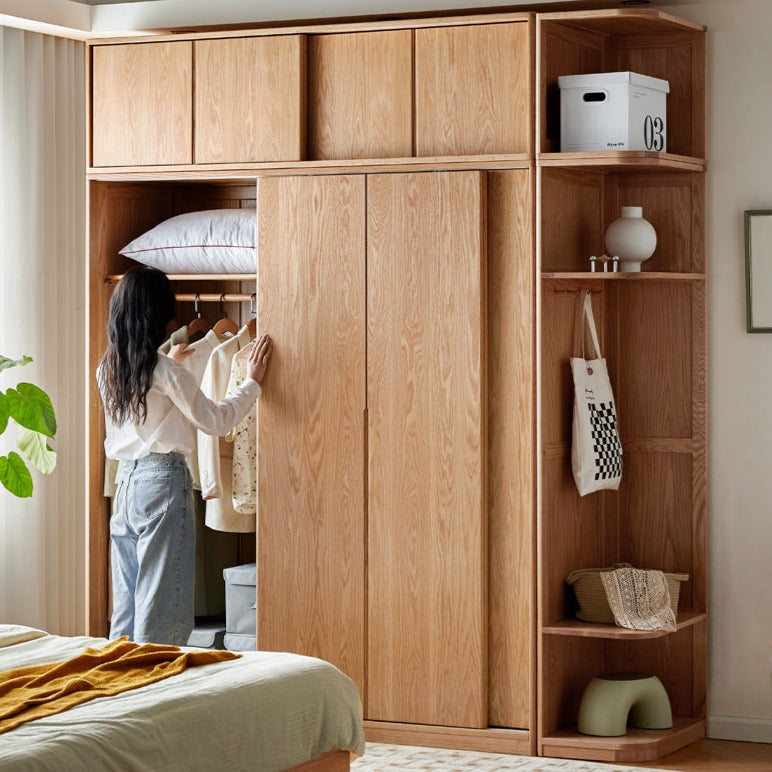 Oak Solid Wood Wardrobe Sliding Door.