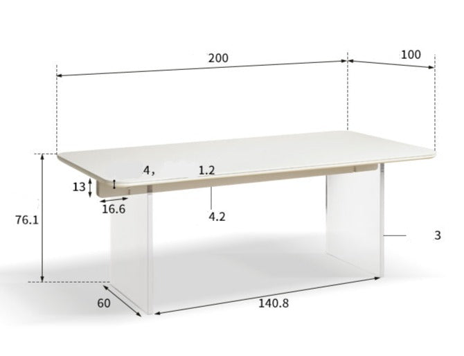 Solid Rubberwood Suspended Dining Table With Slate Top
