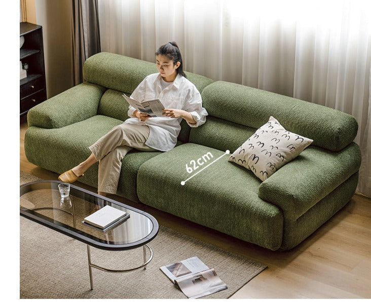 Velvet Three-seat Modular Fabric Sofa.