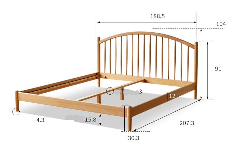 European Beech, Poplar Solid Wood Bed