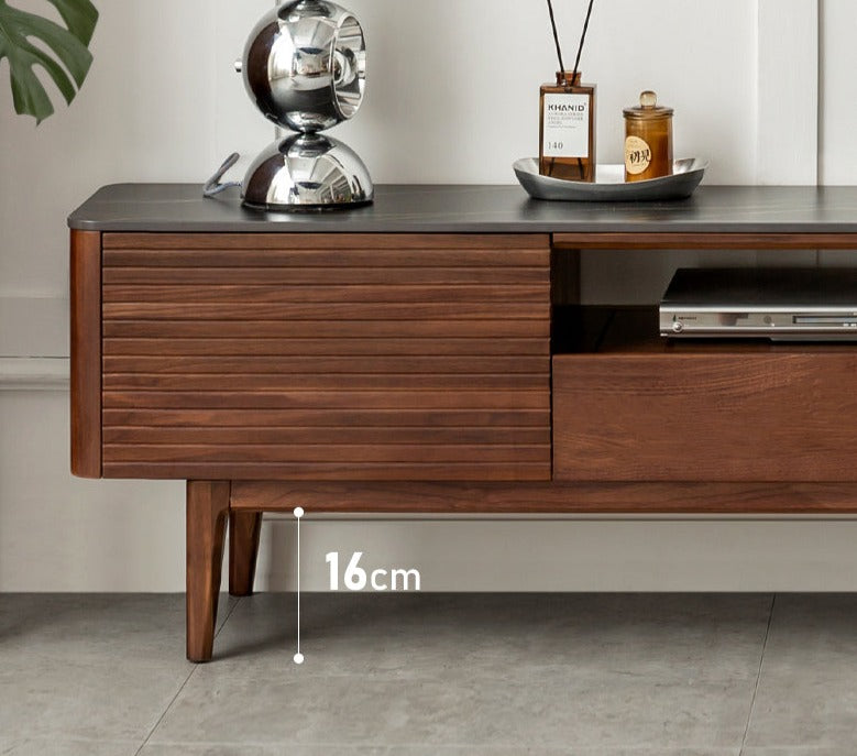 Black Walnut Solid Wood Slate TV Stand.