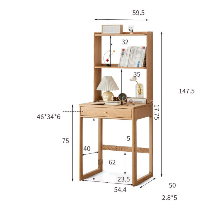desk with bookshelf solid wood