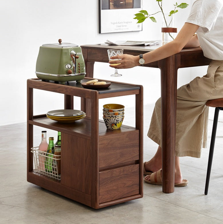 Black Walnut, Sandalwood With Slate Top Side Table