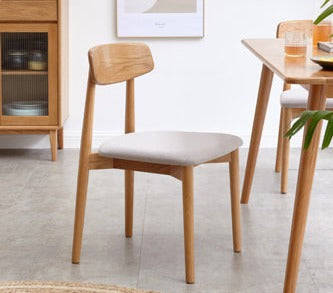 Oak Solid Wood Round Nordic Dining Table With Rock Slab Surface