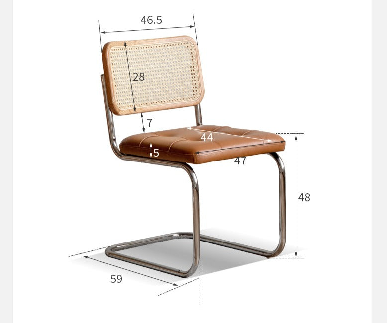4 pcs Oak Solid Wood Suspension Genuine Leather, Organic Leather Chair