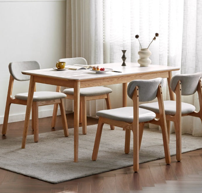 Oak Solid Wood Dining Table With Rock Slab Surface