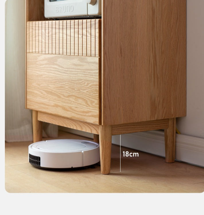 Solid RubberWood, Oak Solid Wood Sideboard Rock Board LED Light