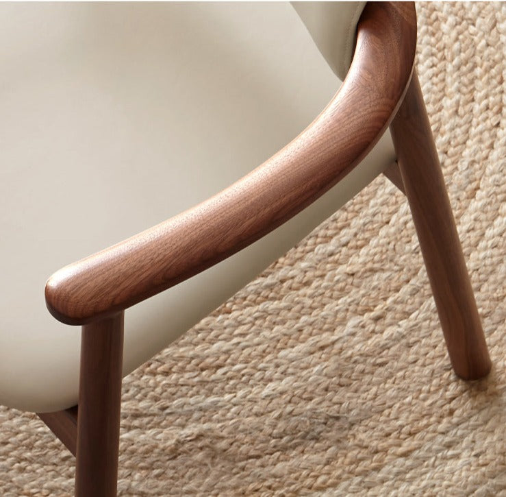 Black Walnut Solid Wood Top layer of Yellow Cowhide Armchair, Organic leather: