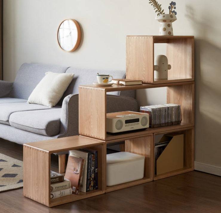 Black Walnut, Сherry, Oak, Poplar Solid Wood Lattice Floor-To-Ceiling Bookshelves