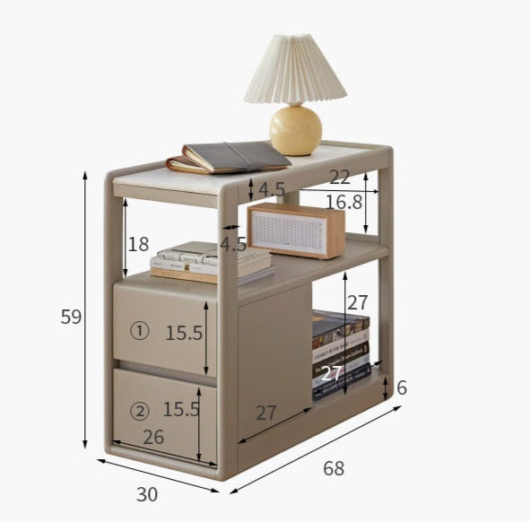 Poplar Solid Wood Side Table With Rock Slab Top