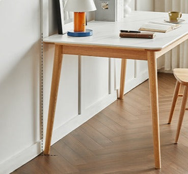 Oak Solid Wood Dining Table With Rock Slab Surface