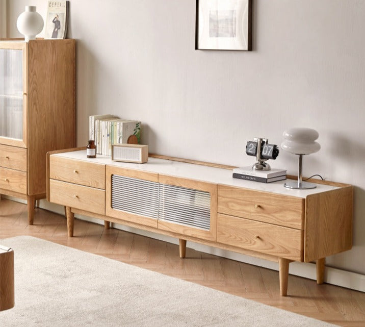 Ash Solid Wood TV Stand Rock Slab.