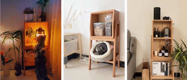 Oak Solid Wood Side Cabinet Combination