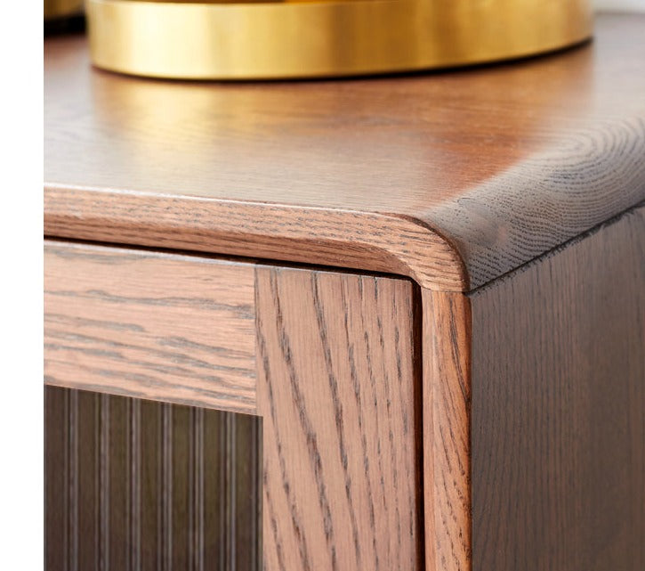 Solid Rubberwood, Oak Solid Wood Nordic Side Cabinet