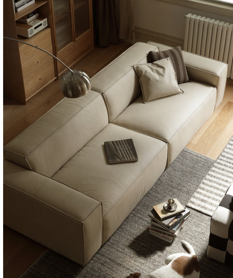 Luxury Сow Leather Sofa, Technical Fabric Sofa.