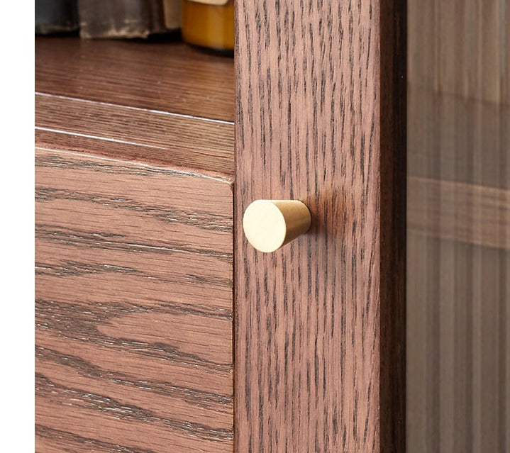 Solid Rubberwood, Oak Solid Wood Nordic Side Cabinet.