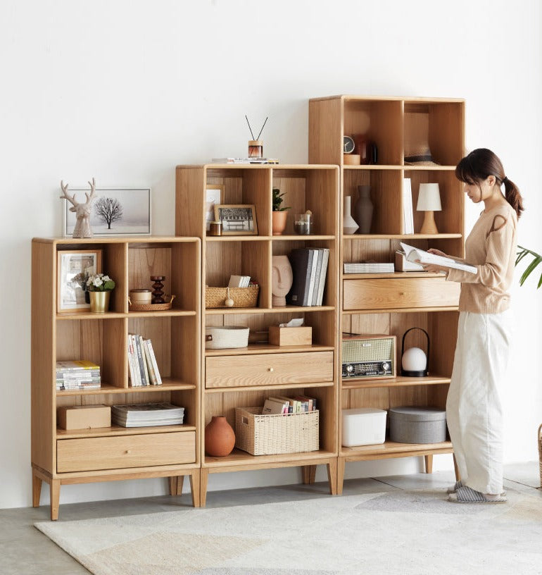 Oak Solid Wood Bookcase Bookshelf