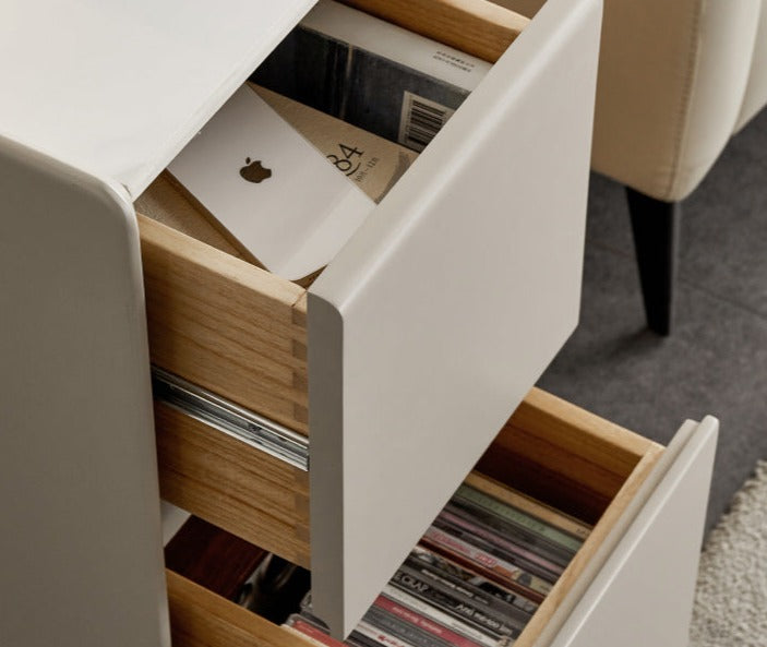 Poplar Solid Wood Side Table With Rock Slab Top