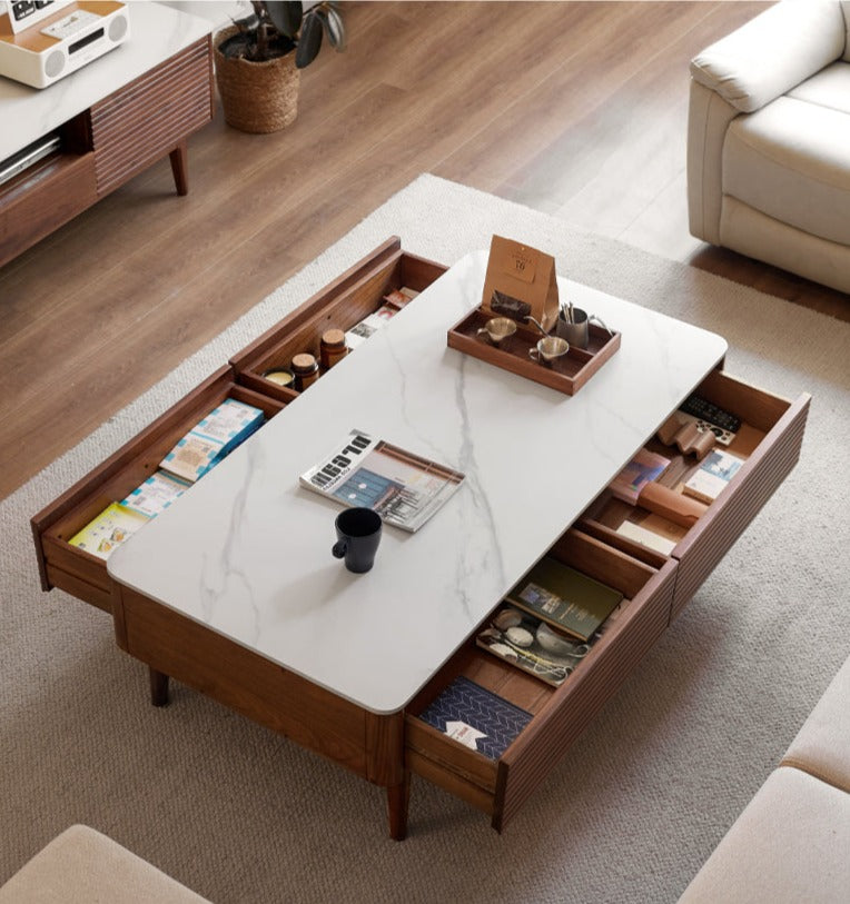 Black Walnut with Slate Top Coffee Table