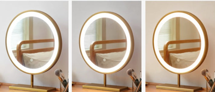 Poplar Solid Wood Telescopic DressingTable +LED Makeup Mirror.