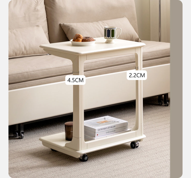 Birch Solid Wood Mobile Side Table