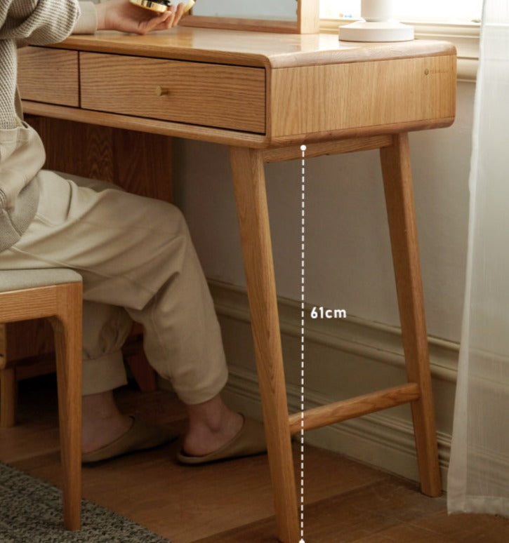 Oak Solid Wood Telescopic Dressing Table Cabinet.
