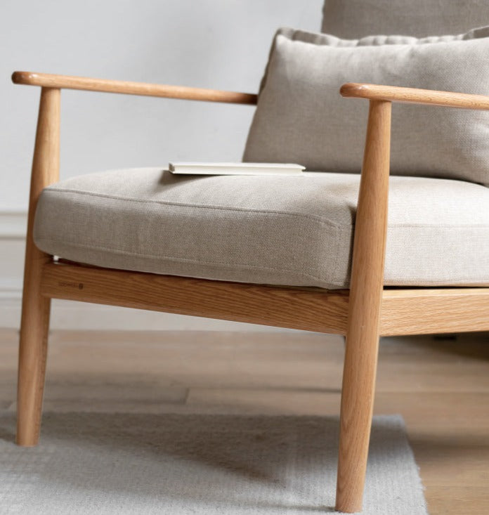 Oak Solid Wood Fabric or Leather Armchair