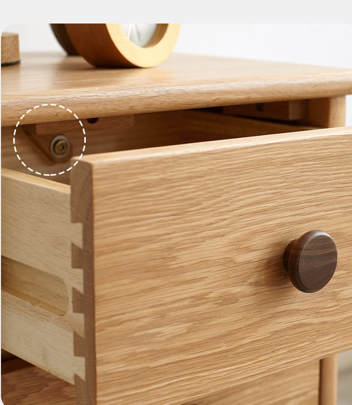 Oak, Beech Solid Wood Two-Drawer Nightstand