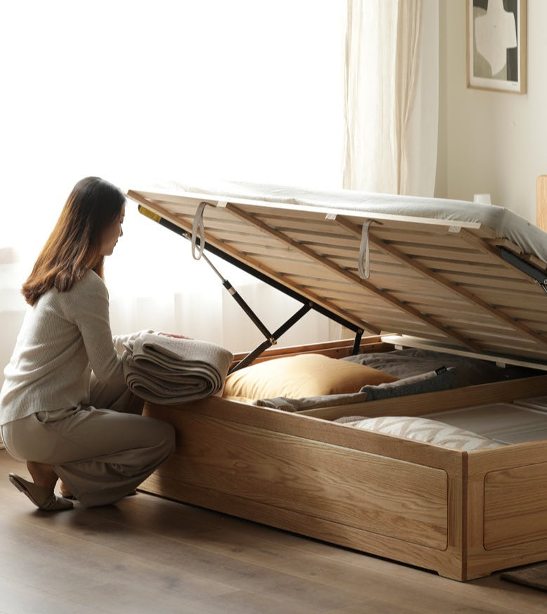 Oak Solid Wood Luminous Box Bed