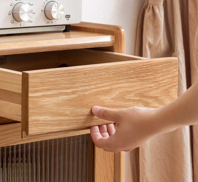 Oak Solid Wood, Solid RubberWood Nordic Modern Sideboard