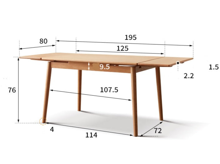 Oak Solid Wood Retractable Large Tabletop Dining Table