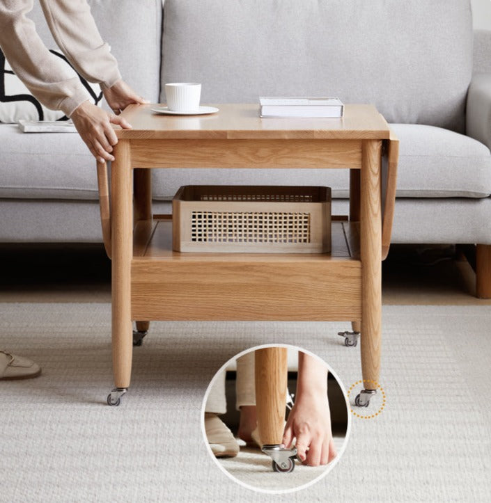 Oak, Beech Solid Wood Folding Mobile Coffee Table