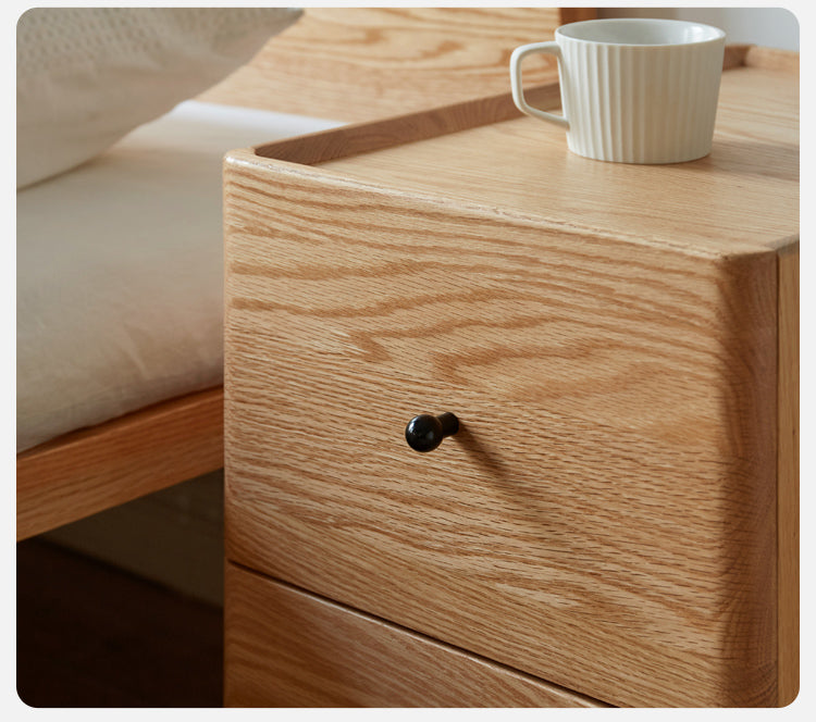 Oak, Ash Solid Wood, Solid Rubberwood Nightstand.