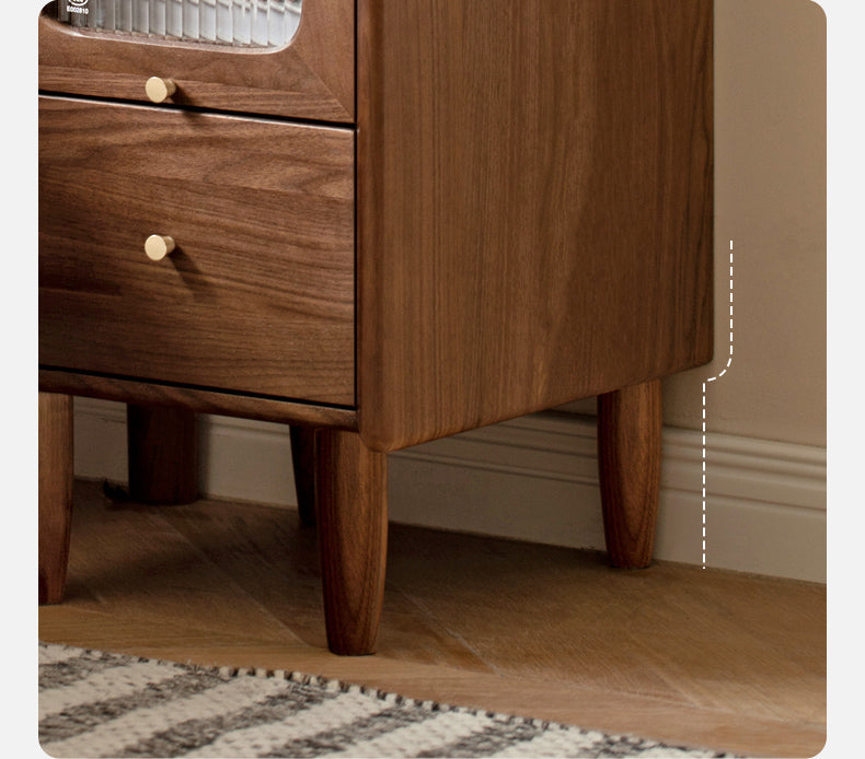 Black Walnut, Calpa Solid Wood Ultra-Narrow Nightstand.