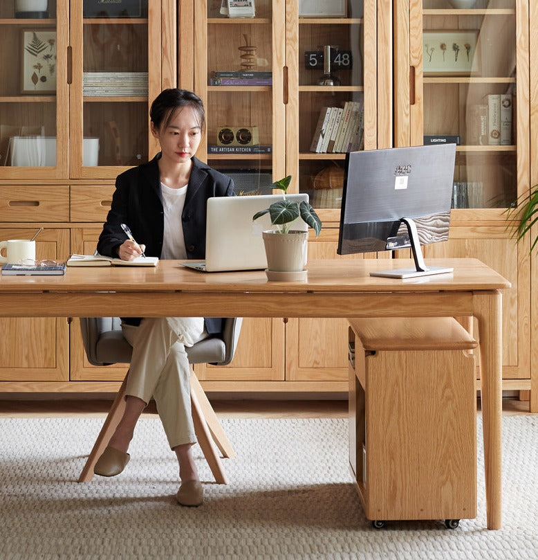 Oak Solid Wood Long Office Desk