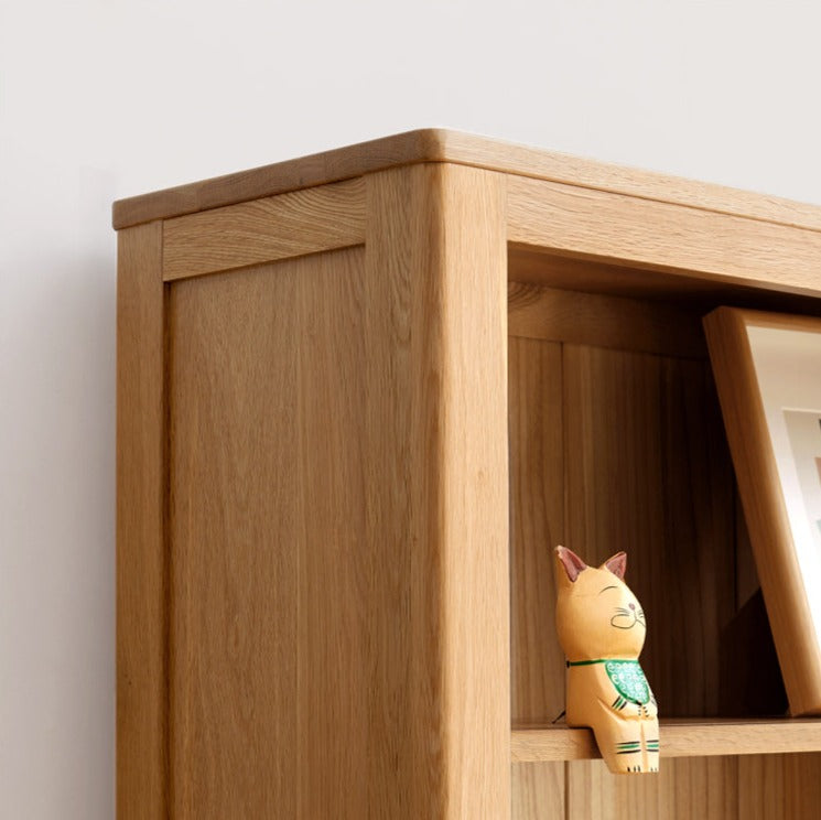 Oak, Rubberwood Solid Wood Drawer Bookcase