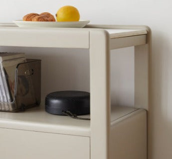 Poplar Solid Wood Side Table With Rock Slab Top
