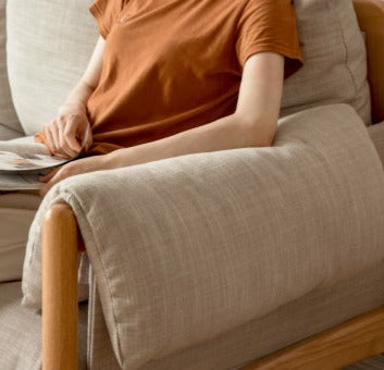 Oak Solid Wood Fabric Sofa.
