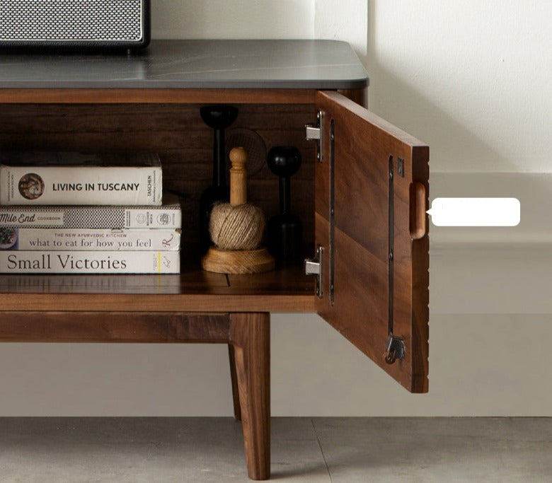 Black Walnut Solid Wood Slate TV Stand.