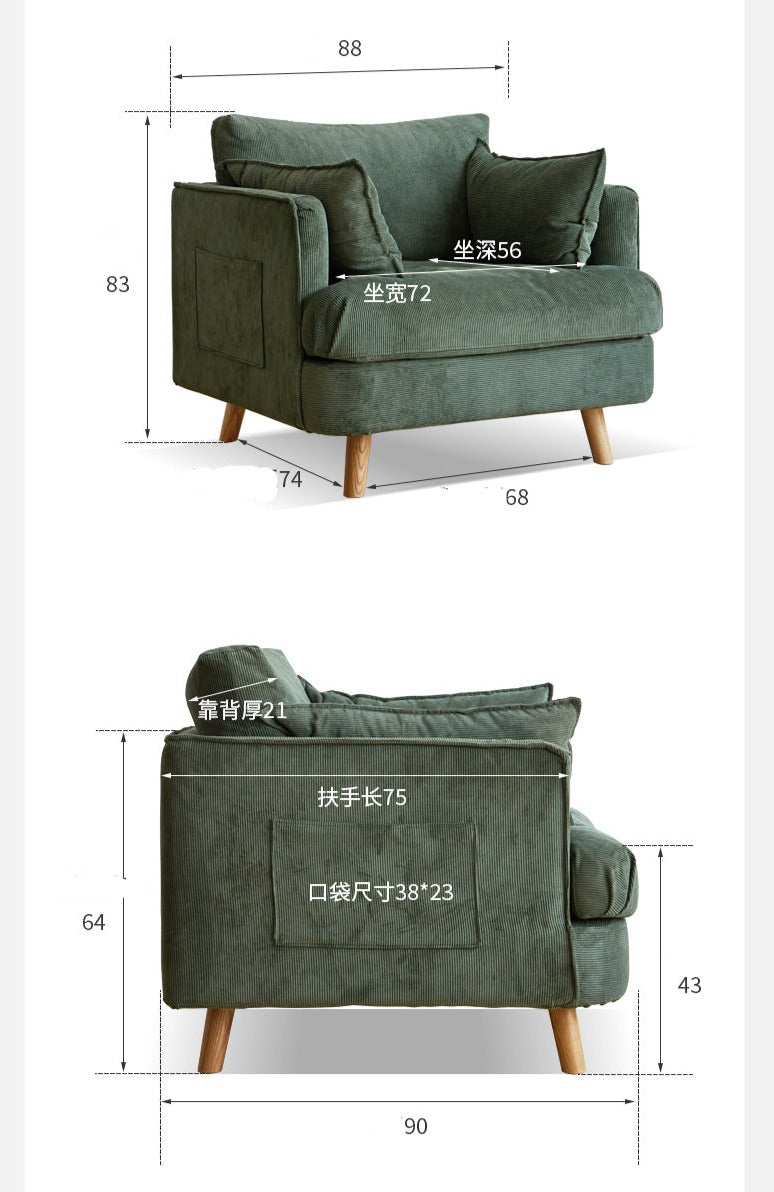 Retro Cozy Fabric Armchair)