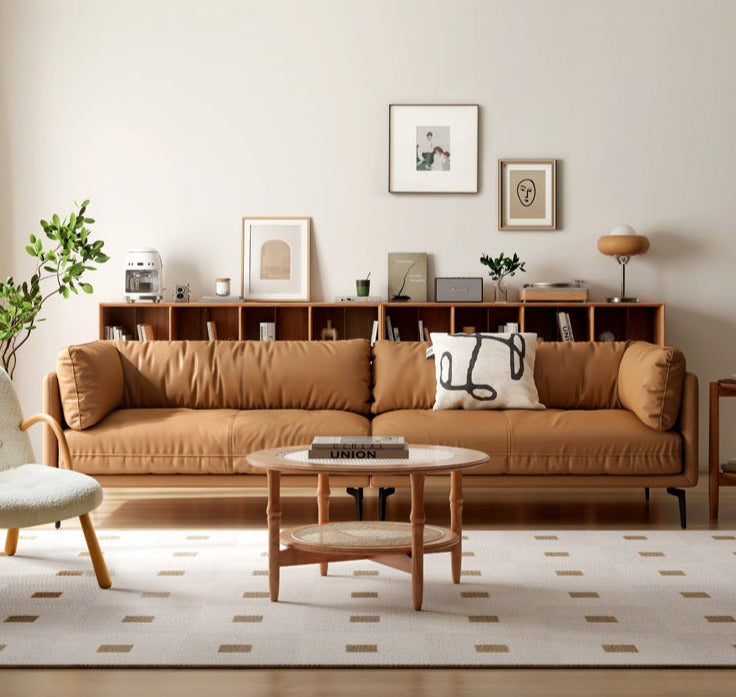 First Layer Cowhide, Organic Leather ,Tech Fabric Italian Style Sofa.