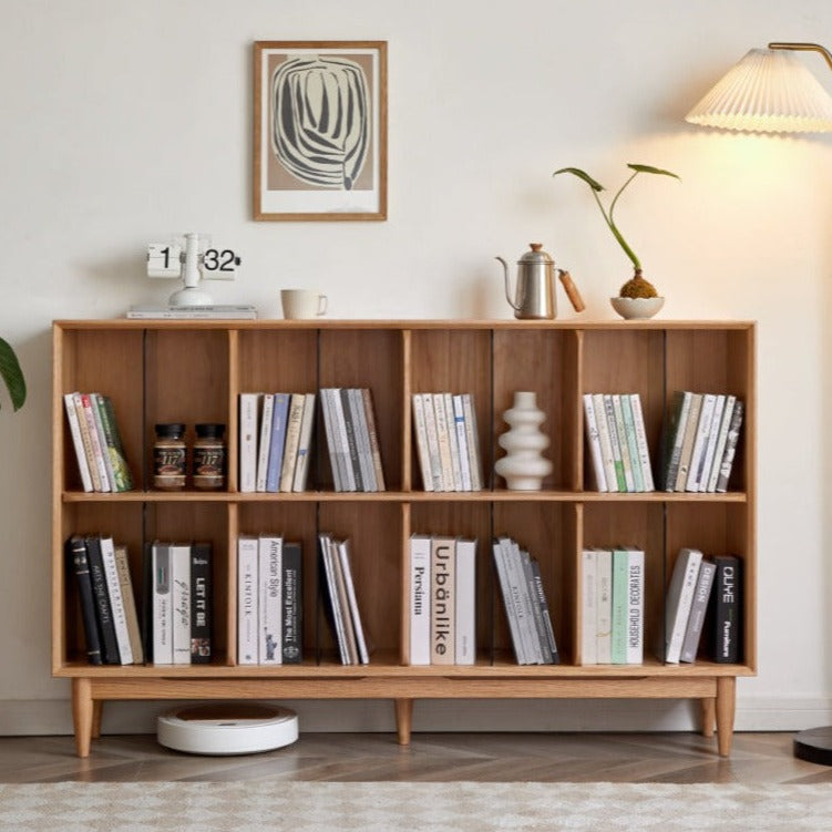 Solid oak store wood bookcases