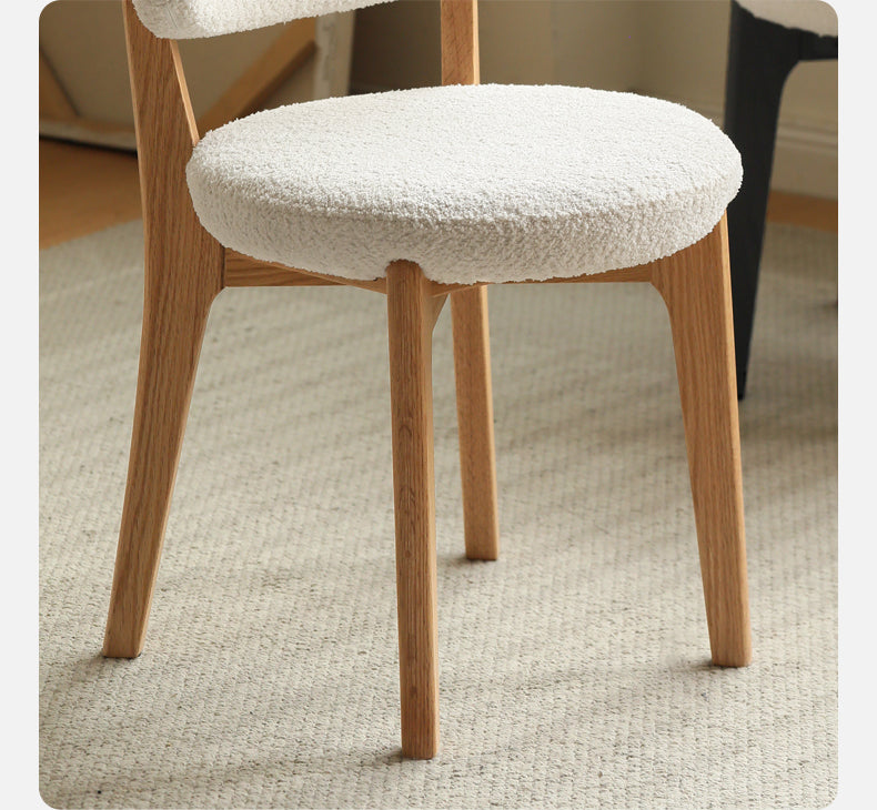 Oak Solid Wood Makeup Stool Lamb Velvet