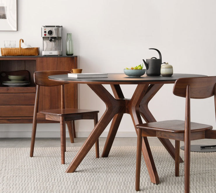 Black Walnut Solid Wood Round Dining Table